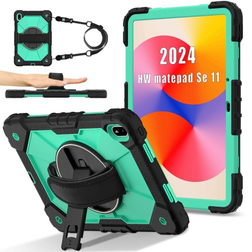 Mocne Etui z Uchwytem i Paskiem do Huawei MatePad SE 11 2024 zielone