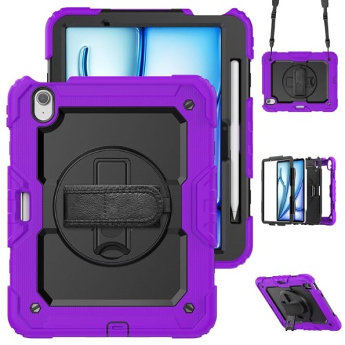 Pancerne Etui z Uchwytem i Paskiem do iPad Air 11 2025/2024 fioletowe