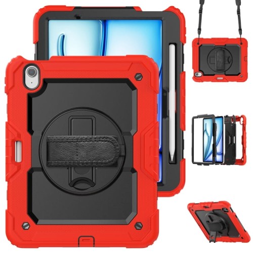 Pancerne Etui z Uchwytem i Paskiem do iPad Air 11 2025/2024 czerwone