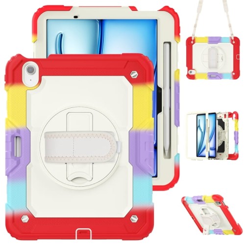Pancerne Etui z Uchwytem i Paskiem do iPad Air 11 2025/2024 kolorowe