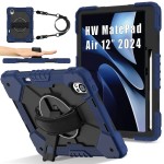 Mocne Etui z Uchwytem i Paskiem do Huawei MatePad Air 12 2024 granatowe