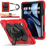 Mocne Etui z Uchwytem i Paskiem do Huawei MatePad Air 12 2024 czerwone
