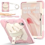 Mocne Etui z Uchwytem i Paskiem do Huawei MatePad Air 12 2024 różowe