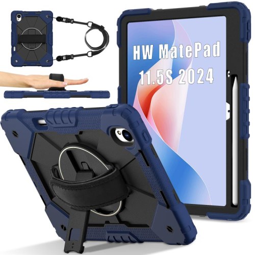 Pancerne Etui z Uchwytem i Paskiem do Huawei MatePad 11.5 S granatowe