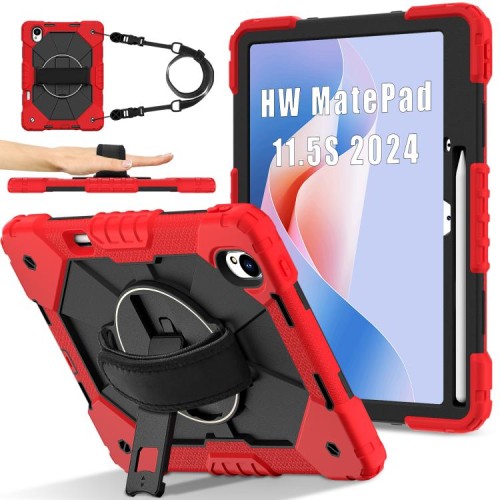Pancerne Etui z Uchwytem i Paskiem do Huawei MatePad 11.5 S czerwone