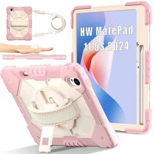 Pancerne Etui z Uchwytem i Paskiem do Huawei MatePad 11.5 S różowe
