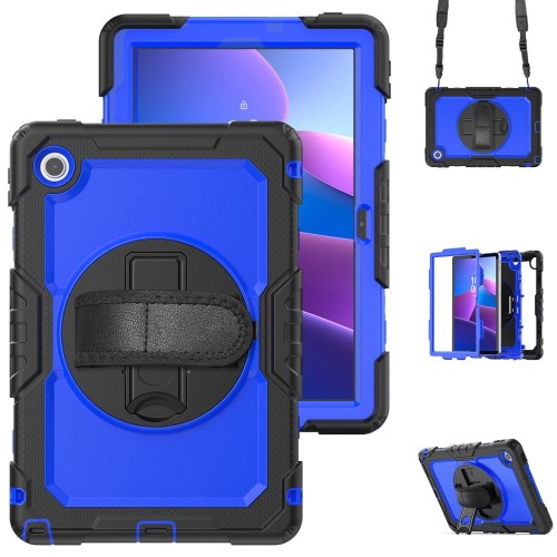 Pancerne Etui z Uchwytem i Paskiem do Lenovo Tab 10.1 2025 granatowe