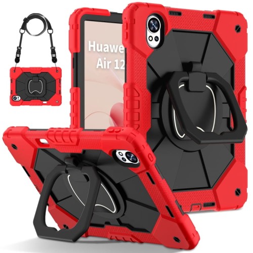 Mocne Etui z Uchwytem i Paskiem do Huawei MatePad Air 12 2024 czerwone