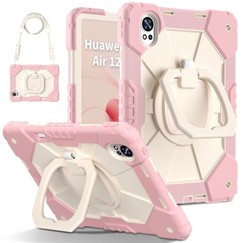 Mocne Etui z Uchwytem i Paskiem do Huawei MatePad Air 12 2024 różowe