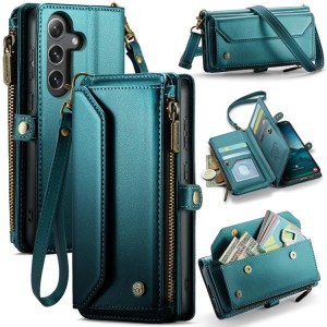 CASEME Etui Portfel Pokrowiec do Samsung Galaxy S25 zielone