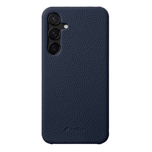 MELKCO Skórzane Etui Plecki Obudowa do Samsung Galaxy S25 granatowe
