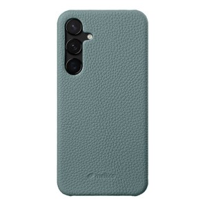 MELKCO Skórzane Etui Plecki Obudowa do Samsung Galaxy S25 niebieskie