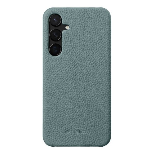 MELKCO Skórzane Etui Plecki Obudowa do Samsung Galaxy S25 niebieskie