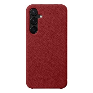 MELKCO Skórzane Etui Plecki Obudowa do Samsung Galaxy S25 czerwone