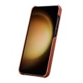 MELKCO Skórzane Etui Plecki Obudowa do Samsung Galaxy S25 pomarańczowe