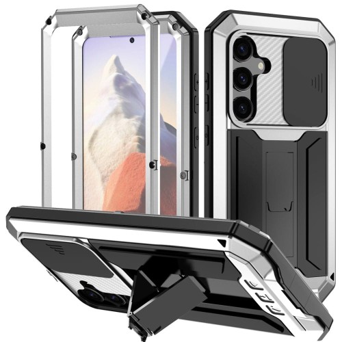 R-JUST Pancerne Etui Antywstrząsowe do Samsung Galaxy S25 srebrne