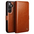 QIALINO Eleganckie Skórzane Etui do Samsung Galaxy S25 brązowe jasne