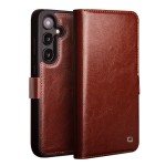 QIALINO Eleganckie Skórzane Etui do Samsung Galaxy S25 brązowe