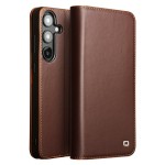 QIALINO Skórzane Matowe Etui do Samsung Galaxy S25 brązowe