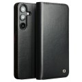 QIALINO Skórzane Matowe Etui do Samsung Galaxy S25 czarne