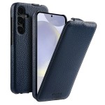 MELKCO MagSafe Skórzane Etui z Klapką do Samsung Galaxy S25 granatowe