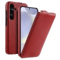 MELKCO MagSafe Skórzane Etui z Klapką do Samsung Galaxy S25 czerwone