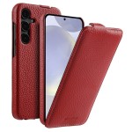MELKCO MagSafe Skórzane Etui z Klapką do Samsung Galaxy S25 czerwone