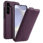 MELKCO MagSafe Skórzane Etui z Klapką do Samsung Galaxy S25 fioletowe