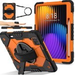 Pancerne Etui z Uchwytem i Paskiem do Xiaomi Pad 7/7 Pro pomarańczowe