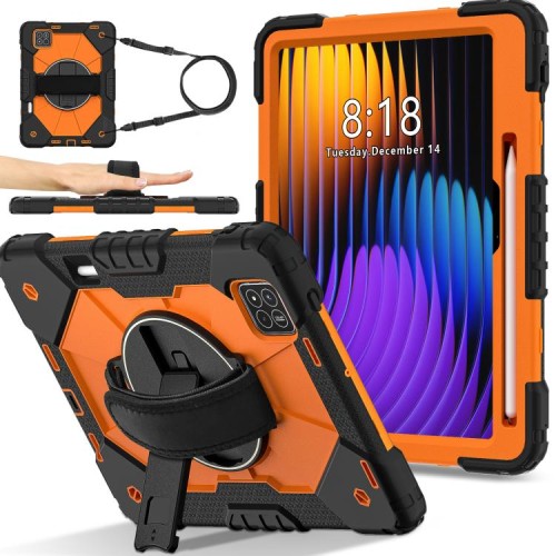 Pancerne Etui z Uchwytem i Paskiem do Xiaomi Pad 7/7 Pro pomarańczowe