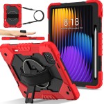 Pancerne Etui z Uchwytem i Paskiem do Xiaomi Pad 7/7 Pro czerwone