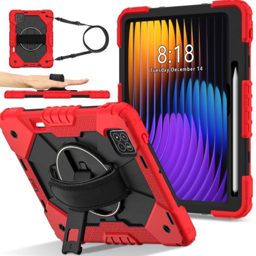 Pancerne Etui z Uchwytem i Paskiem do Xiaomi Pad 7/7 Pro czerwone