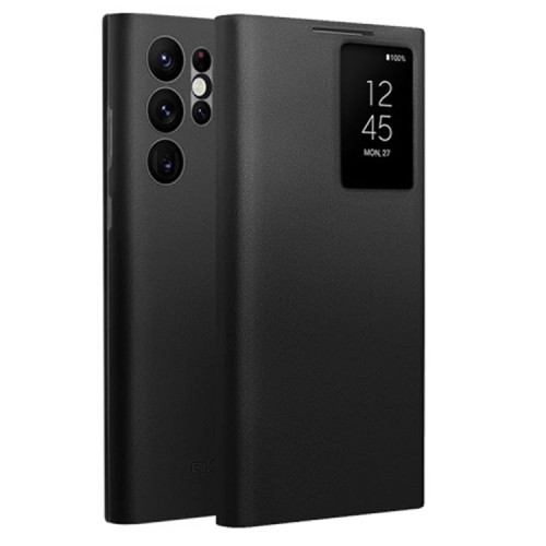 QIALINO Eleganckie Matowe Skórzane Etui do Samsung Galaxy S22 Ultra czarne