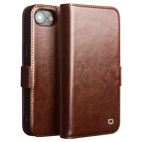 QIALINO Eleganckie Skórzane Etui Pokrowiec do iPhone 16e brązowe
