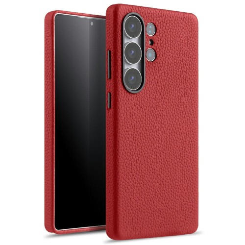 MELKCO Skórzane Etui Plecki do Samsung Galaxy S25 Ultra czerwone