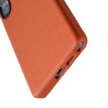 MELKCO Skórzane Etui Plecki do Samsung Galaxy S25 Ultra pomarańczowe