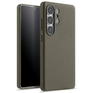 MELKCO Skórzane Etui Plecki do Samsung Galaxy S25 Ultra szare