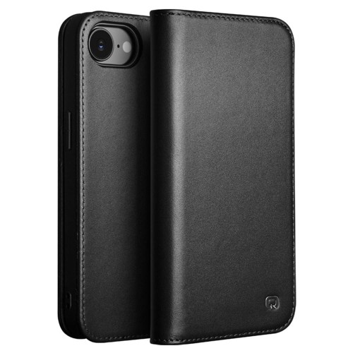 QIALINO Matowe Skórzane Etui Pokrowiec do iPhone 16e czarny