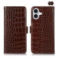 Eleganckie Skórzane Etui Pokrowiec do iPhone 17 brązowe