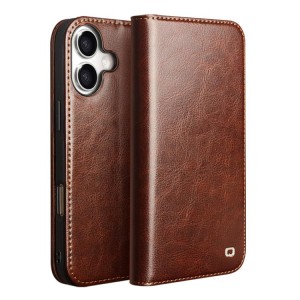 QIALINO Eleganckie Skórzane Etui do iPhone 17 brązowe