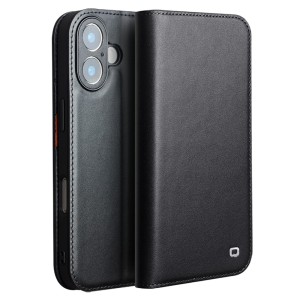 QIALINO Eleganckie Matowe Skórzane Etui do iPhone 17 czarne