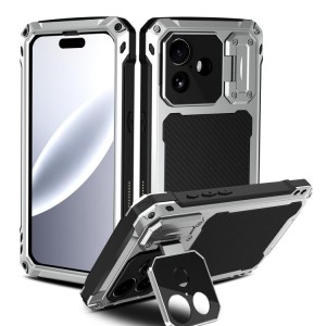 Mocne Pancerne Etui Antywstrząsowe do iPhone 17 srebrne