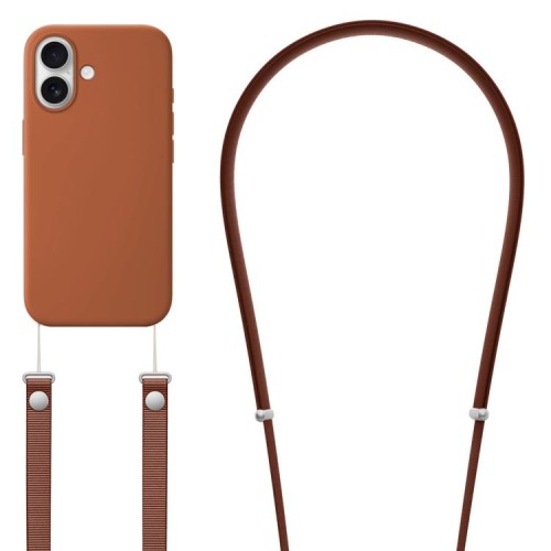 Silikonowe Etui z Paskiem Plecki Obudowa do iPhone 17 brązowe