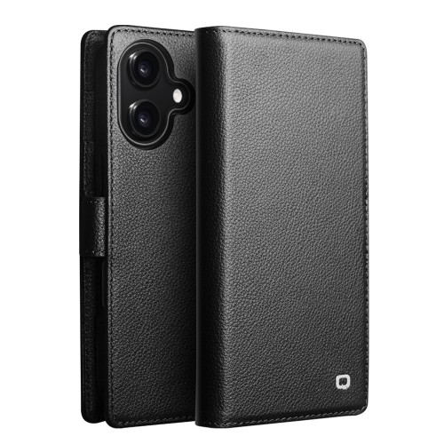 QIALINO Magnetyczne Eleganckie Skórzane Etui Plecki do iPhone 17 czarne