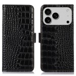 Eleganckie Skórzane Etui Pokrowiec do iPhone 17 Pro Max czarne