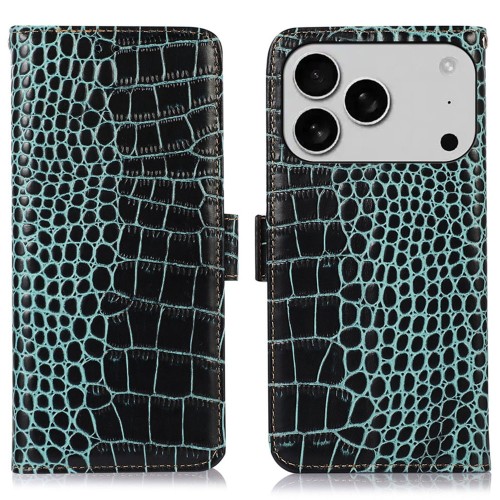 Eleganckie Skórzane Etui Pokrowiec do iPhone 17 Pro Max zielone
