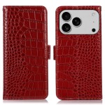Eleganckie Skórzane Etui Pokrowiec do iPhone 17 Pro Max czerwone