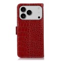 Eleganckie Skórzane Etui Pokrowiec do iPhone 17 Pro Max czerwone