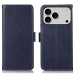 Skórzane Etui Pokrowiec RFID do iPhone 17 Pro Max granatowy