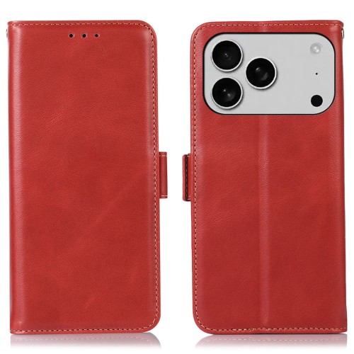 Skórzane Etui Pokrowiec RFID do iPhone 17 Pro Max czerwony